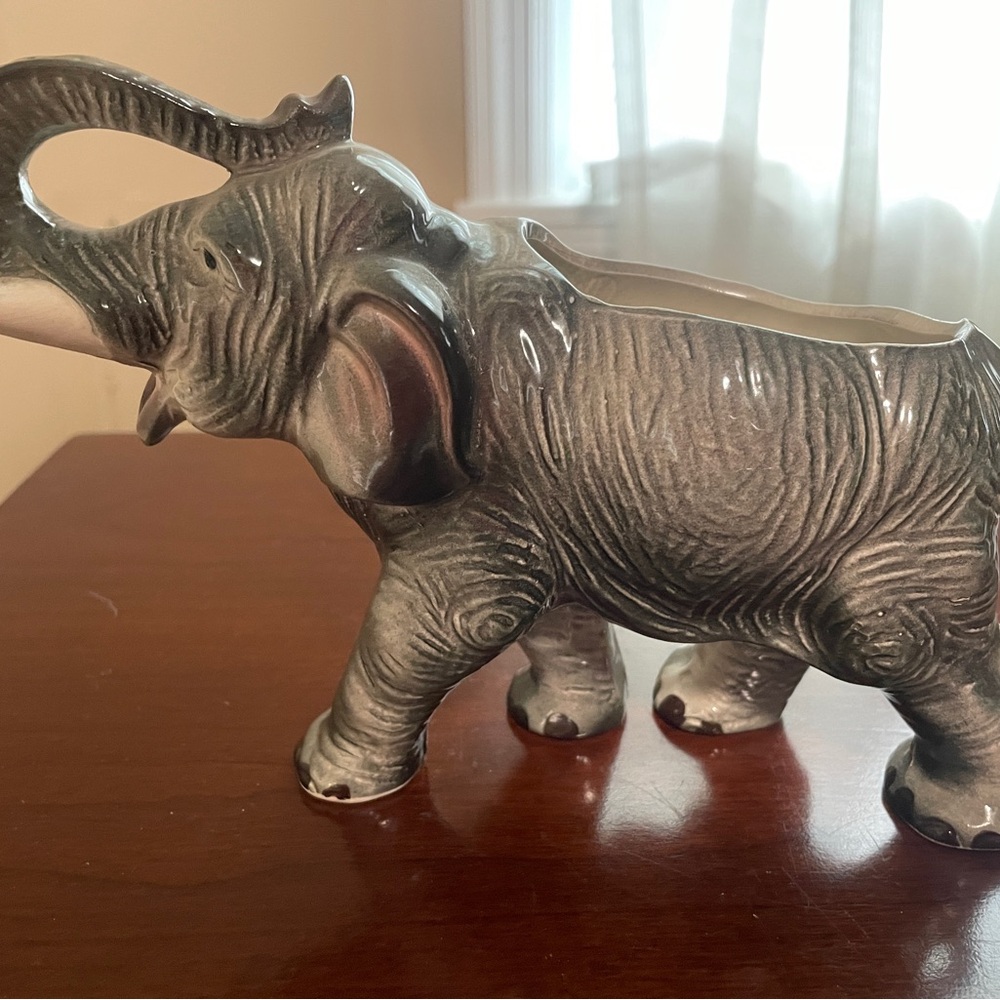 Vintage Napco Gray Elephant Ceramic Figurine